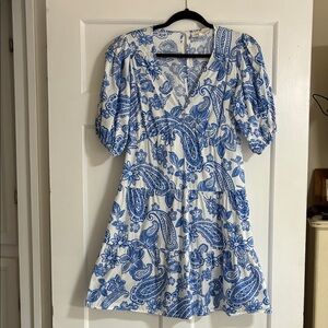 Melloday Blue and White Paisley Print Dress Size XS